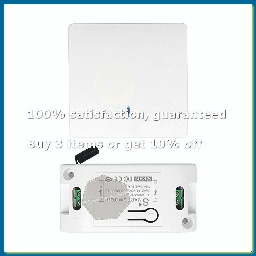 ●Wireless Smart Light Switch RF 433MHz Lighting Control Intelligent Switch AC 90-250V 10A Module( 1 W and 1 C)
