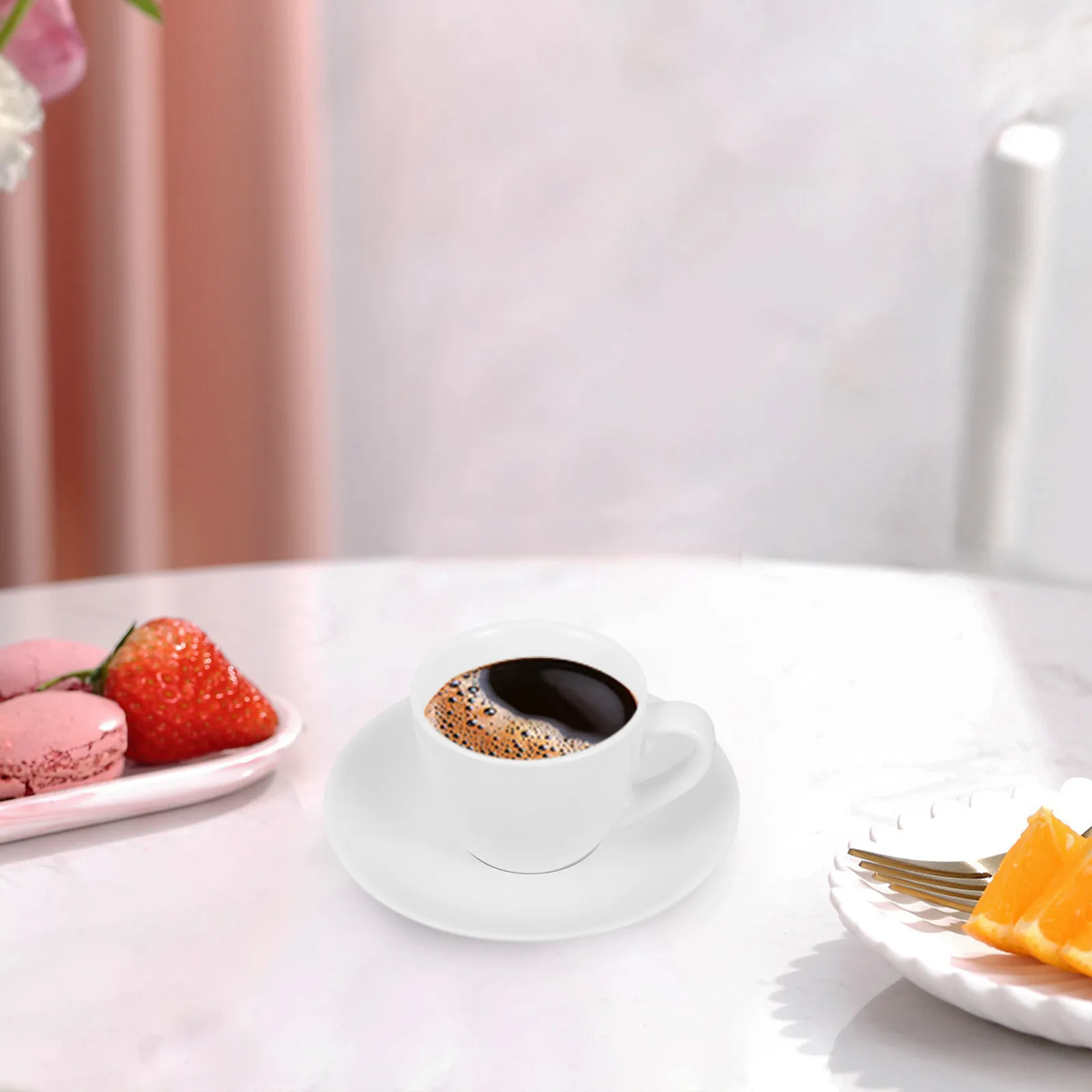1Set Coffee Cup Saucer Simple Style Ceramic Tea Cup Set Stable Base Drinking Cups for Coffee Tea Milk Juice Home Office