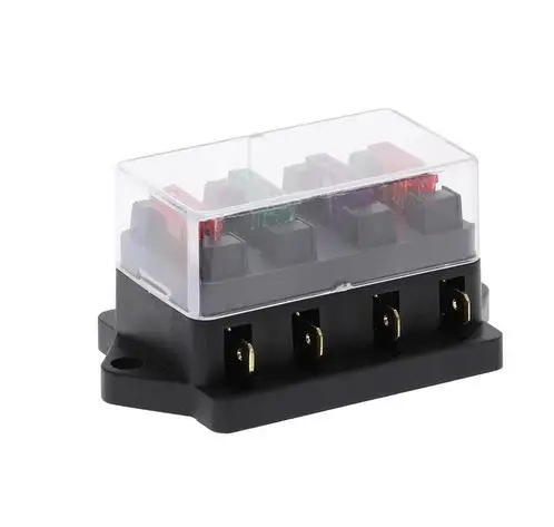 With Fuse 4Way Fuse Box Accessories Automotive Black Electrical Equipment For Standard Blade Fuses HGV Marine Parts