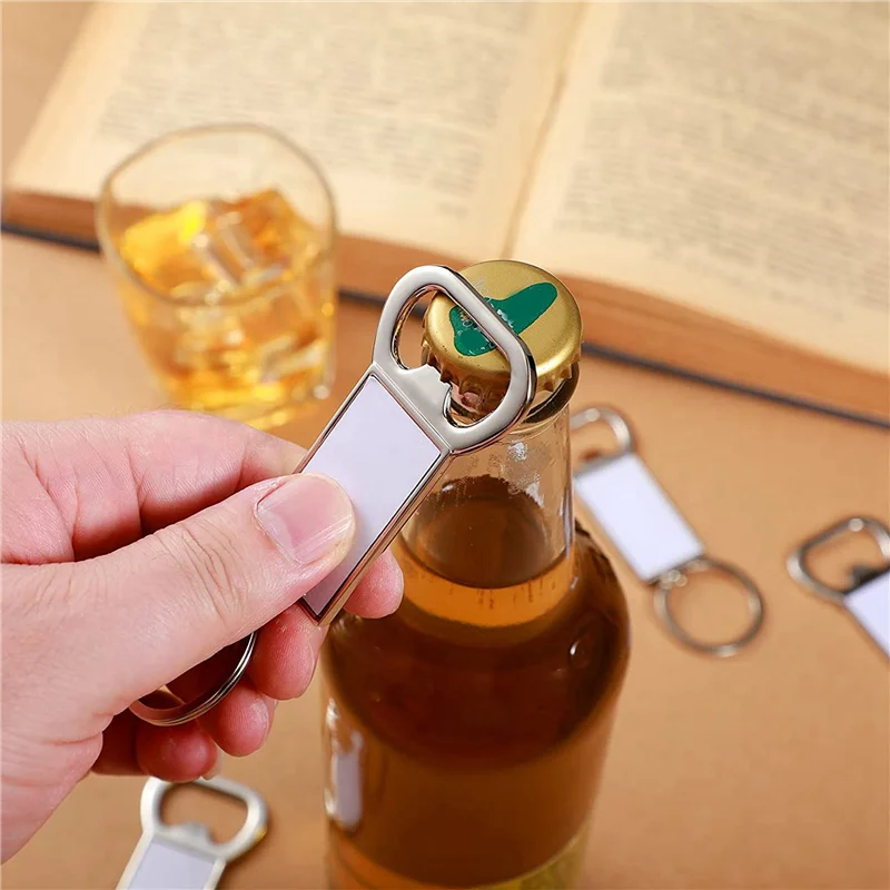 Harian 20 Buah Gantungan Kunci Kosong Sublimasi Gantungan Kunci Pembuka Botol Logam Kosong Gantungan Kunci Sublimasi Transfer Panas Persegi Panjang