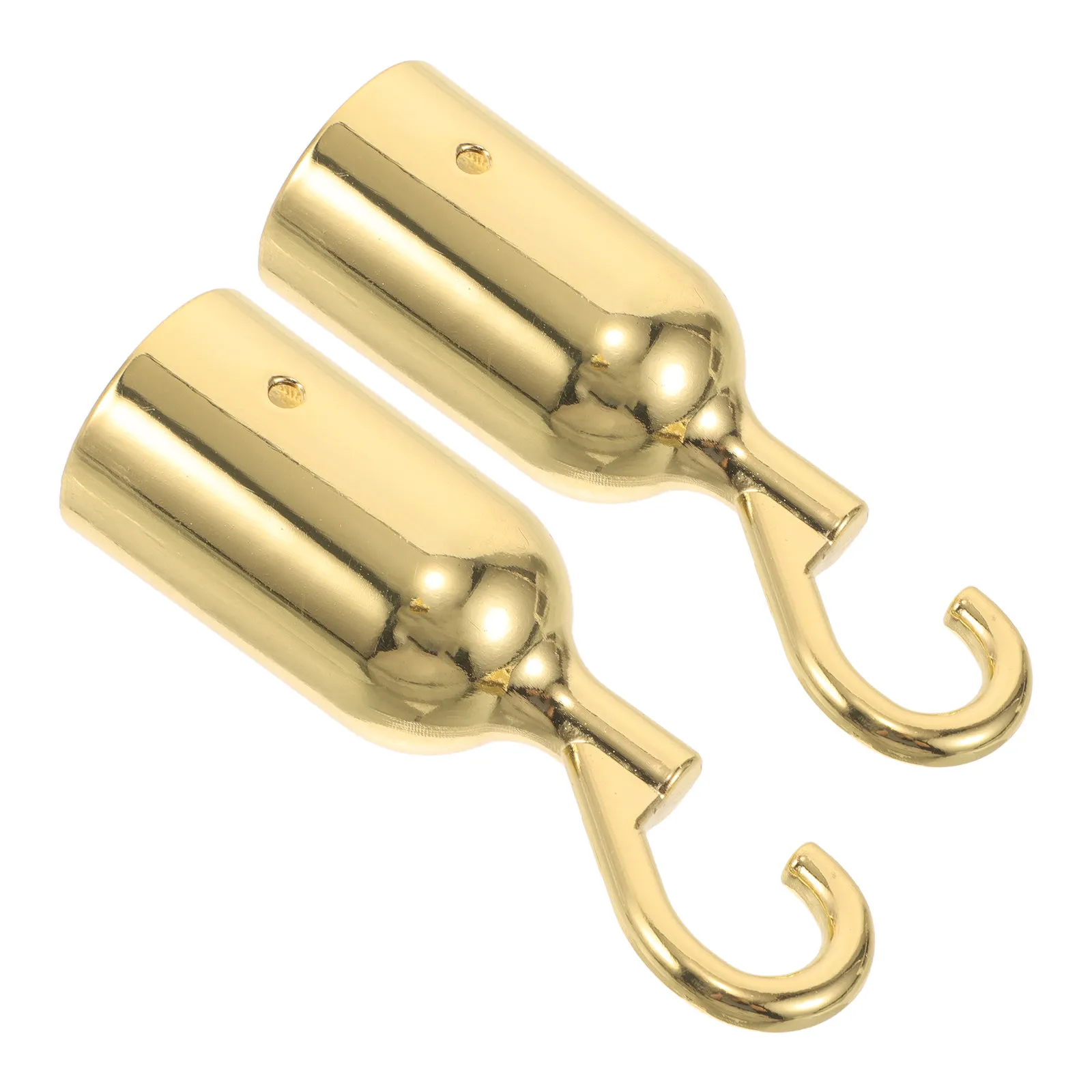 2Pcs Stanchion Rope End Hooks Golden Robust Aluminum Alloy Crowd Control Rope Barrier Clip Snap Hook for Queue Line Management