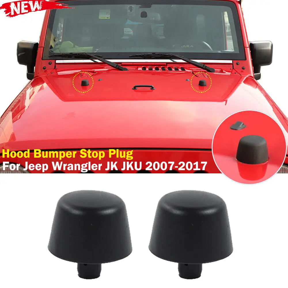 

2 Sets Hood Bumper Stop Rubber Cushion Plug Fit For JEEP WRANGLER JK JKU 2007-2018 Auto Accessories Black Rubber