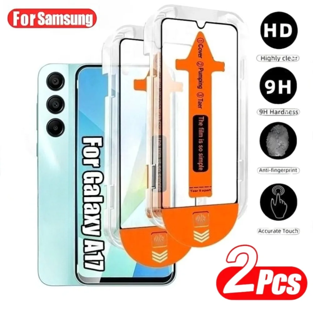

2Pcs Ultra HD Screen Protector for Samsung Galaxy A15 A17 A25 A26 A35 A36 A53 A55 A56 A73 One Click Installation Tempered Glass