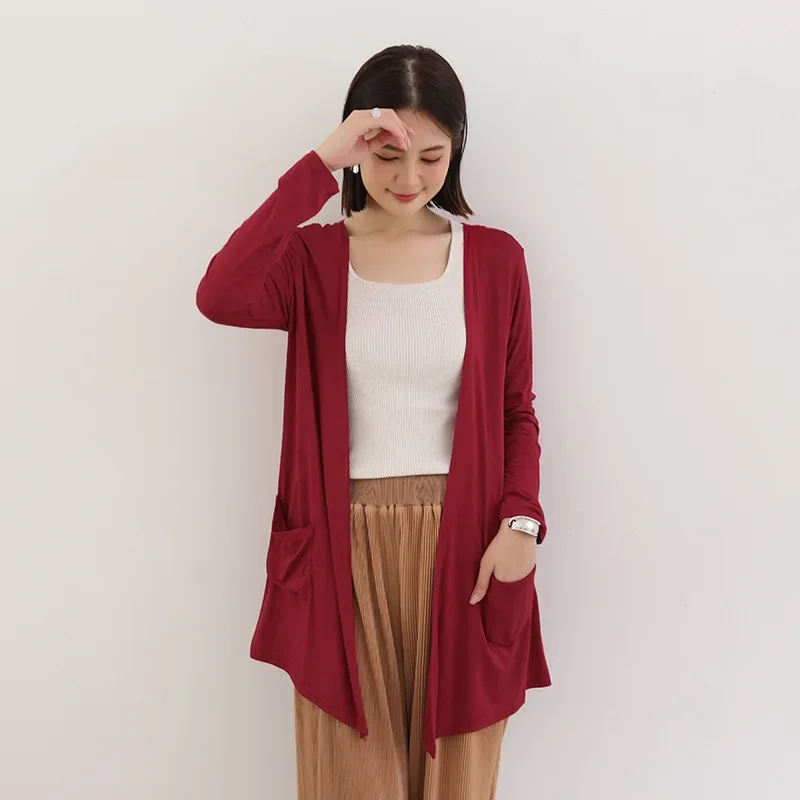 2024 Summer New Modal Cardigan For Women Long sleeves shirt Sun Protection Clothing Oversized Loose Beach cover up Thin Tops