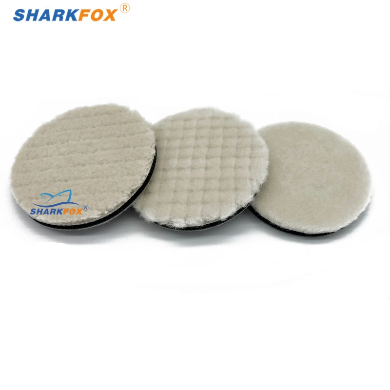 Sharkfox 3/5 Inch Japan Wool Polish Pad For DA RO Car Polisher Polishing Tray 80mm125mm Cutting Pad Car Clean Product