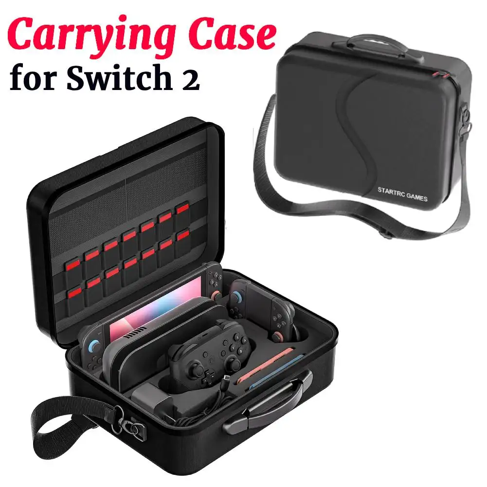 

Carrying Case with Handle and Shoulder Strap Portable Storage Bag Waterproof and Shockproof Carry Case for Switch 2 Accessories