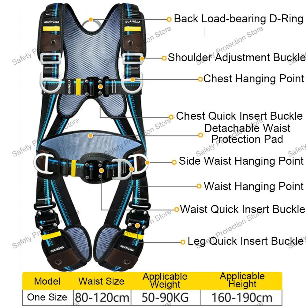 Imagem -02 - Corpo Inteiro Alta Altitude Trabalho Segurança Arnês Cinco Ponto Cinto de Segurança Treinamento de Escalada ao ar Livre Equipamento de Proteção de Construção