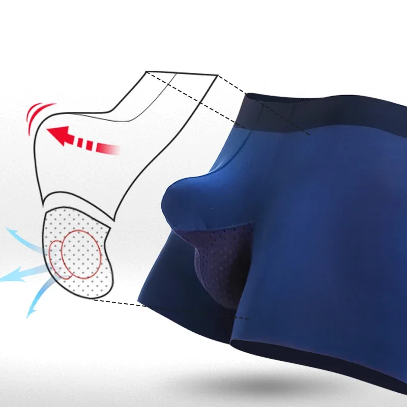 3 قطع ملابس داخلية للرجال، سراويل مسطحة منفصلة جافة ورطبة للرجال، نمط سفلي من الحرير الجليدي القابل للتنفس، دعم الصفن