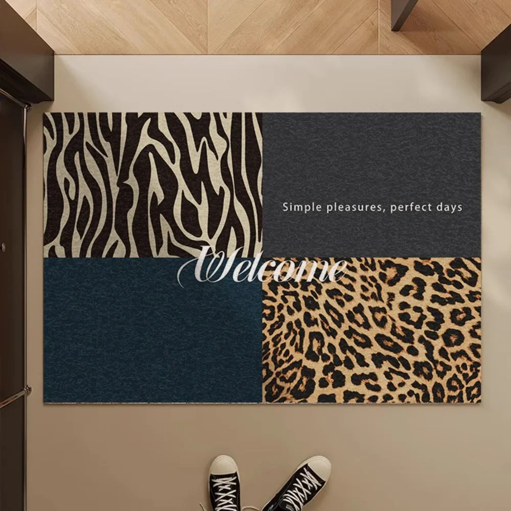 Vintage Animal Print Patchwork Carpet Leopard Zebra Pattern Rug Welcome Mat Door Mat for Entryway Home Decoration Luxury Style