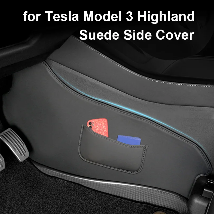 

for Tesla Model 3 Highland 2024 Center Consolet Side Protector Cover Rear Seat Side Air Outlet Leather Protection Anti-kick Pad