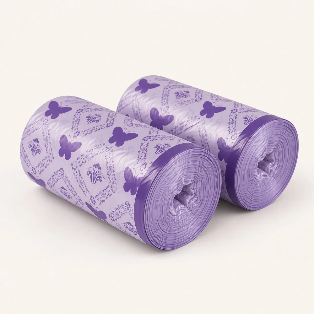 Trash Bags Purple Scented 1 Roll 100 Bags for Home Kitchen Bathroom Office Waste Baskets Bin Liners and Daily Cleaning Supplies