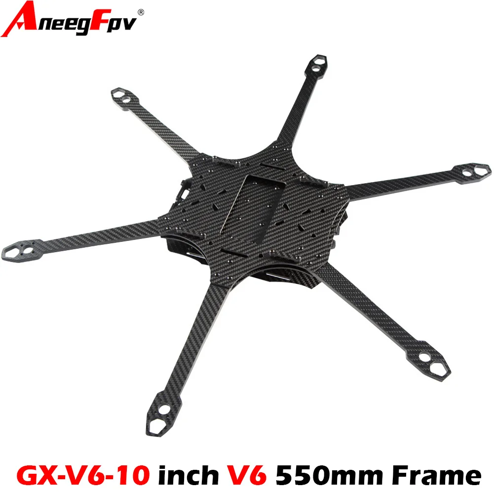 GX-V6 10-inch 550mm Six-Axis Carbon Fiber Optic Long-Range FPV Unmanned Aerial Vehicle Rack for Drones