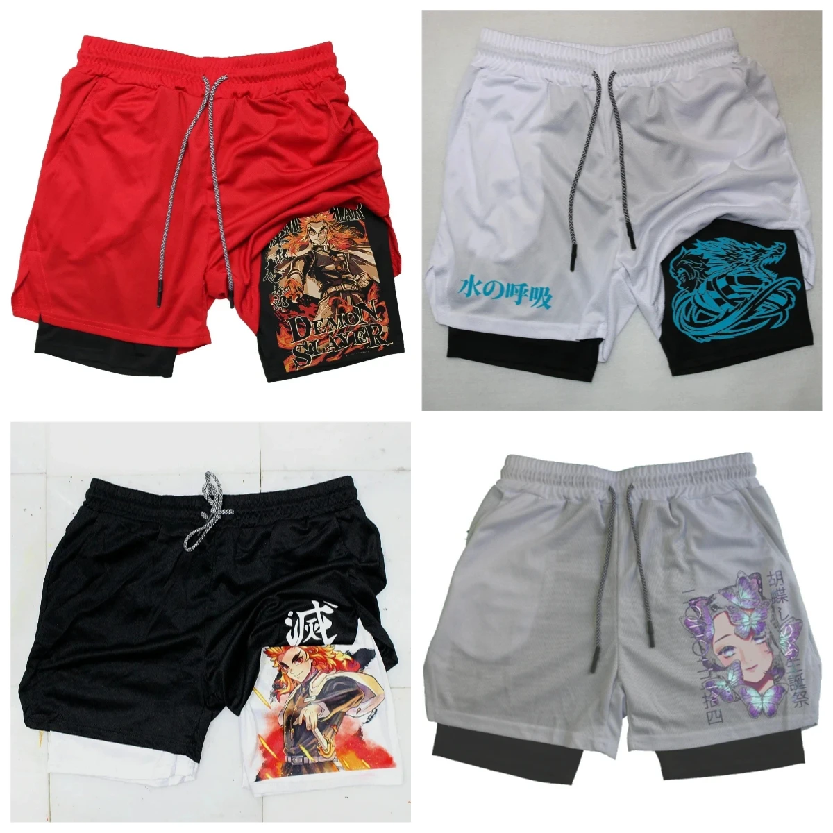 

Шорты для бега на открытом воздухе, мужские двухслойные шорты с принтом для выступлений, тренировочные брюки для тренировок в тренажерном зале, S-5XL