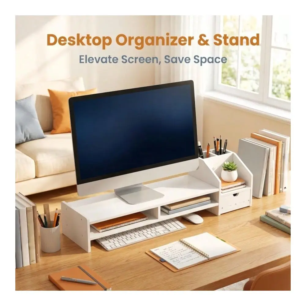 Riser, MultiFunctional Desktop Organizer, Ergonomic Computer Monitor Stand, Suitable For Home Office Use, And A Desktop Storage