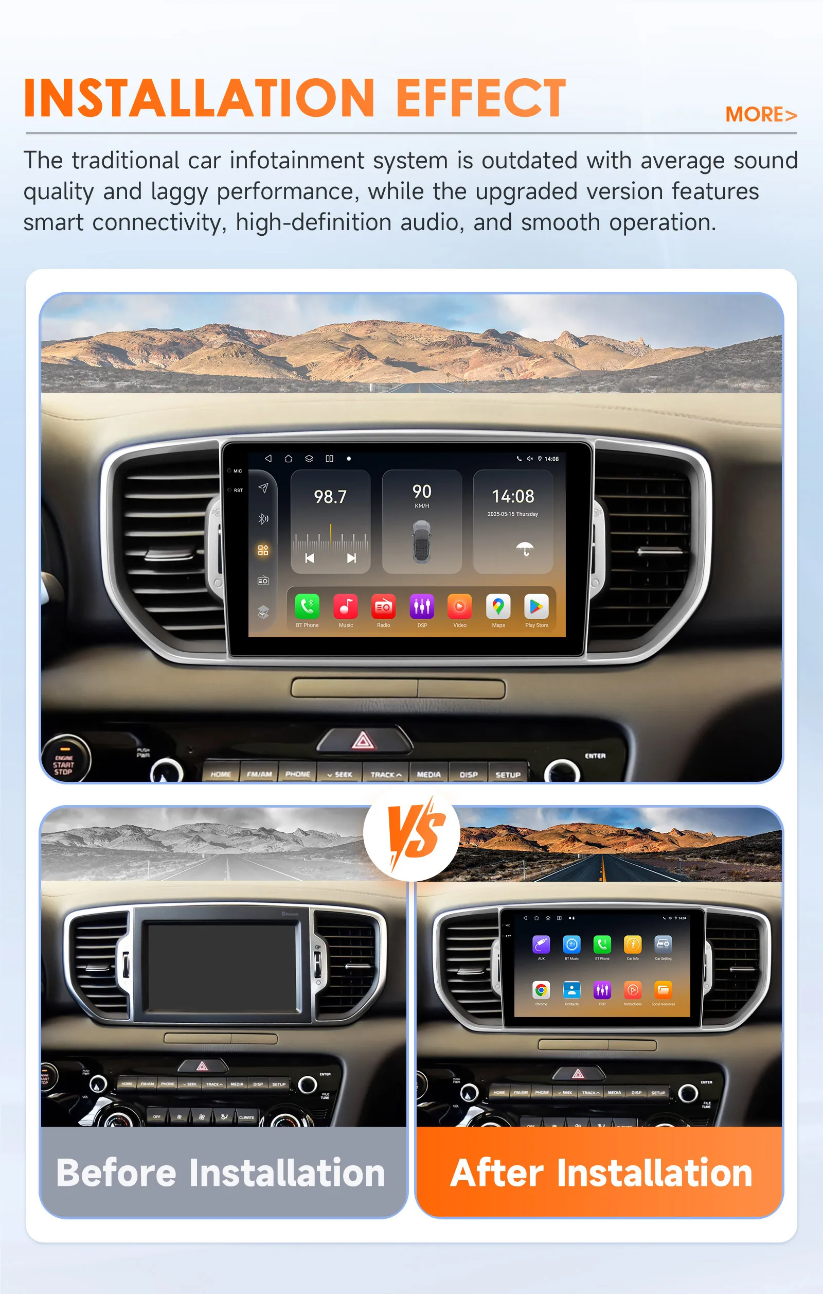 Hizpo 9-Zoll-Auto-Bildschirm für KIA Sportage 4 KX5 2016 2017 2018 Android Auto Navigation GPS Wireless Carplay Wifi Stereo Bluetooth – Detail 7
