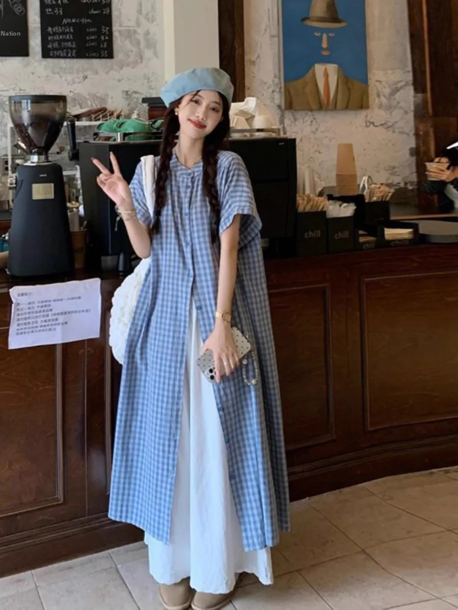 Doce em camadas conjunto de roupas femininas verão xadrez irt dr renda f saia coreano sle commute saia linha a ort sve