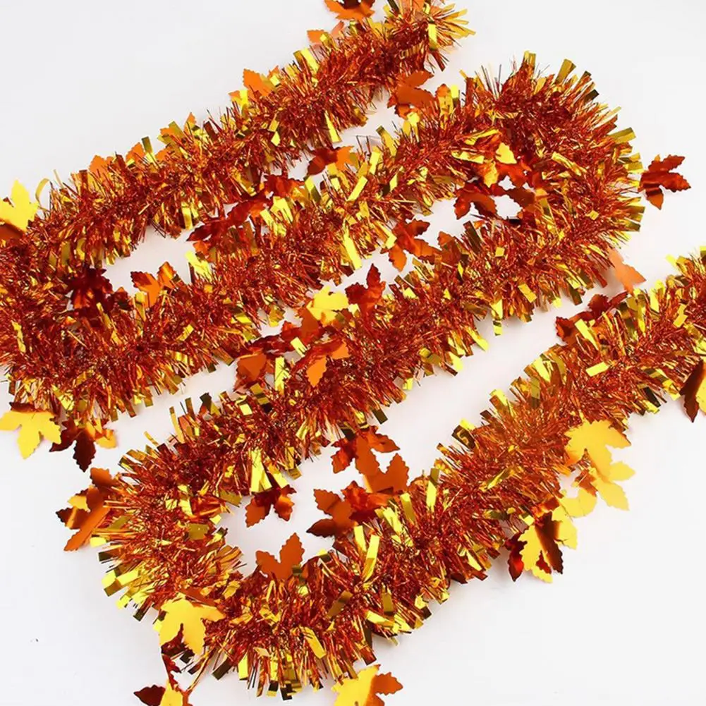 Artificial Maple Leaves Garland Bendable Wire Leaf Vines 78 Inch Fall Maple Leaf Garland Shiny Tinsel Twist Decoration Autumn