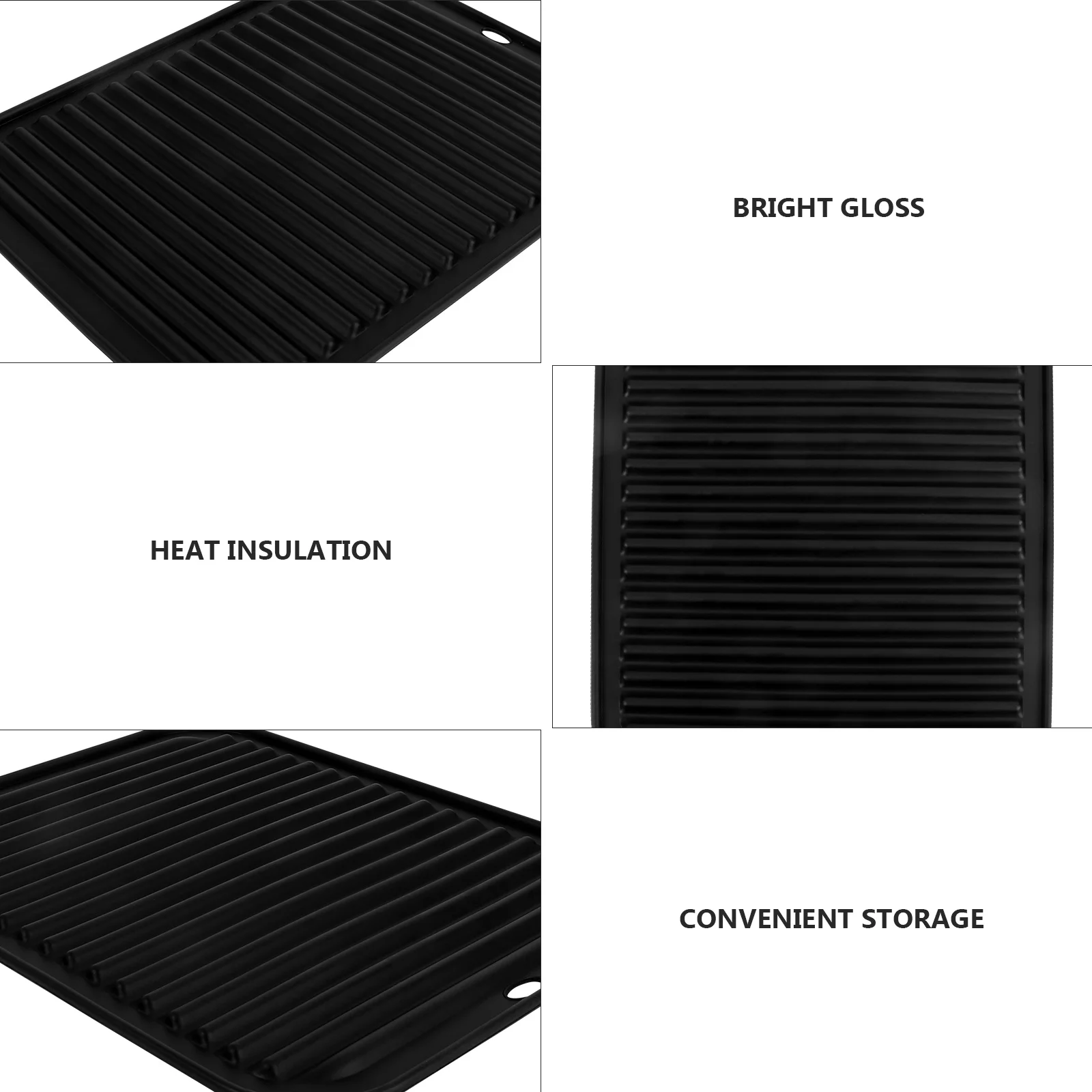 

Wave Silicone Heat Insulation Pad Black Flexible Non Slip Pot Holder Kitchen Mat Heat Resistant Scald Protection Coaster Mat