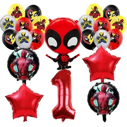 22PCS Movie Deadpools 3 Foil Balloon Set Kids Anime Birthday Party Supplies Cartoon Cute Balloons Baby Shower Decorations Gifts