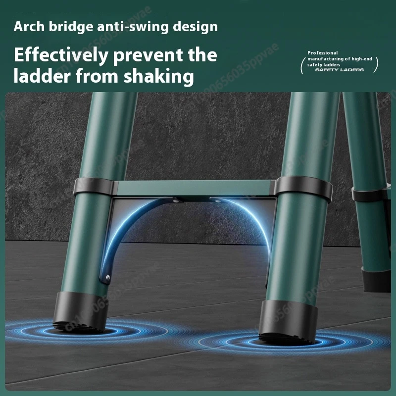 سلم تلسكوبي محمول من الألومنيوم مع نظام مضاد للصدمات وخطوات متعددة الوظائف لمستودع وتجديد المنزل والحديقة #5
