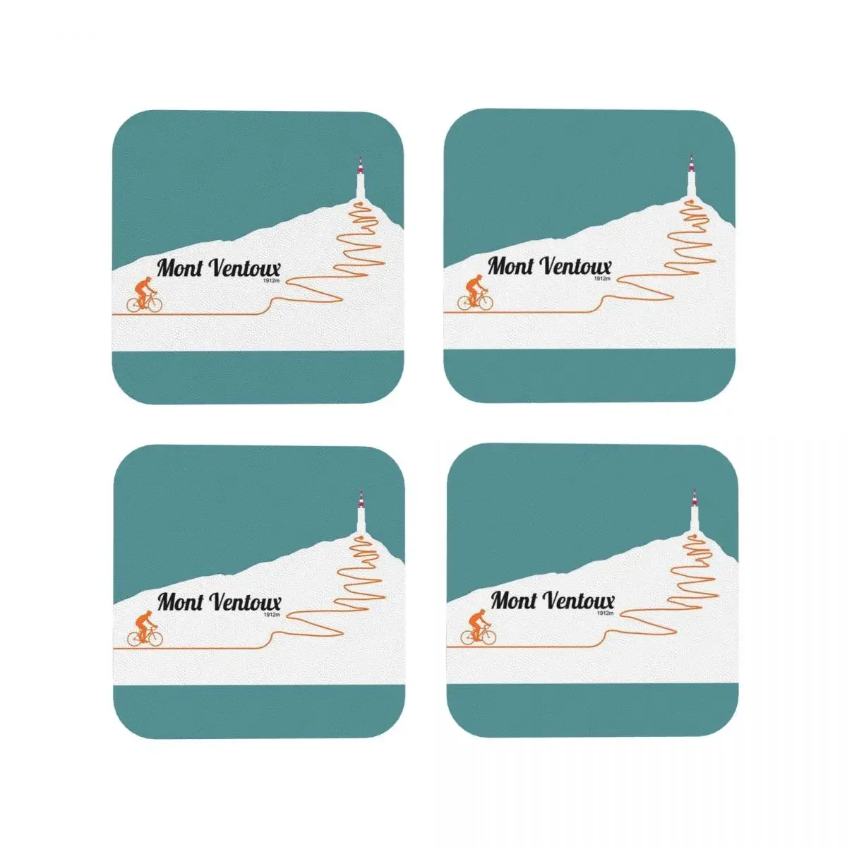 Mont Ventoux Cycling Artwork Coasters Kitchen Placemats Non-slip Insulation Cup Coffee Mats For Tableware Pads Set of 4