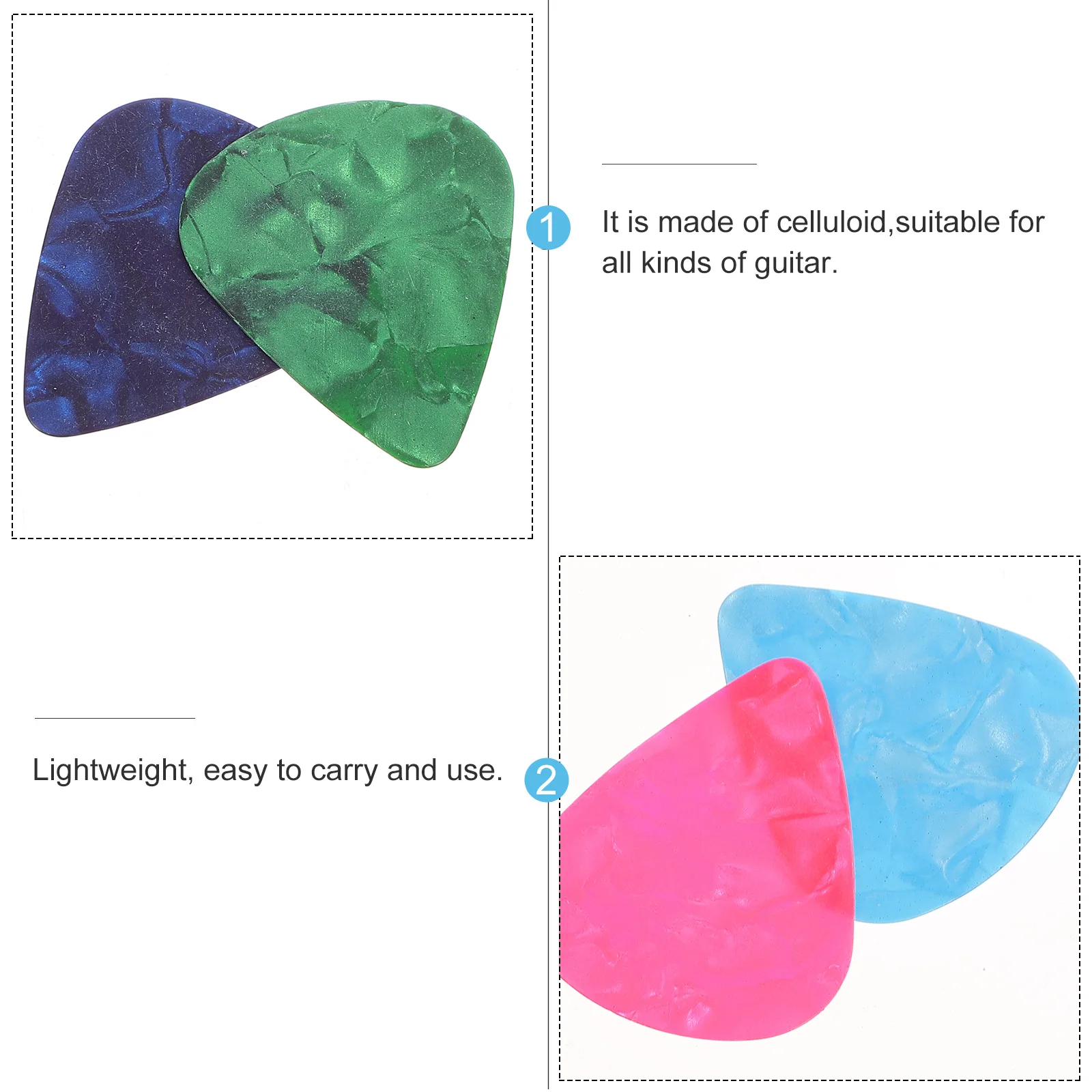 

5pcs Guitar Pick Acoustic Random Color Durable Lightweight Portable Bass Plectrum Musical Instruments Accessories