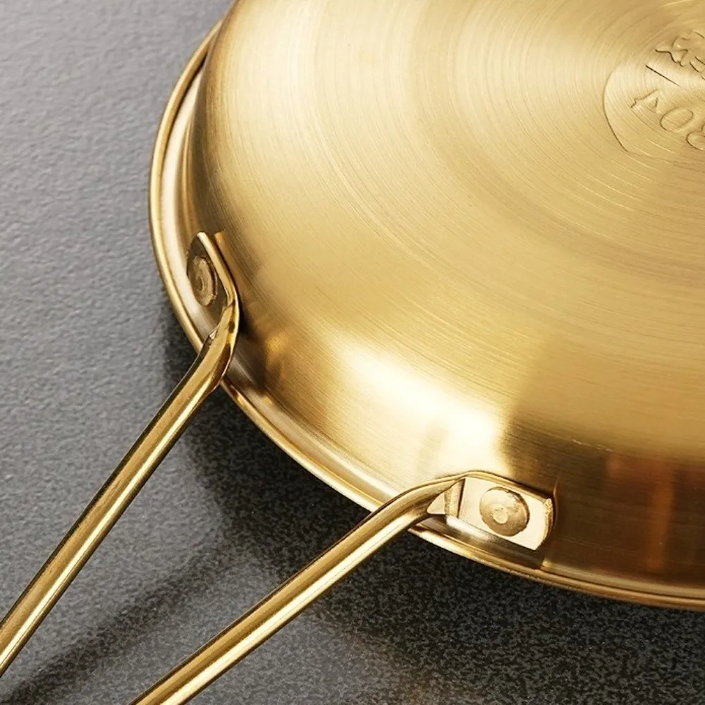 Tableware Thickened Stainless Steel Plates with Handle Round Dining Dish Stain Resistant Rustproof Barbecue Dish Outdoor Dining