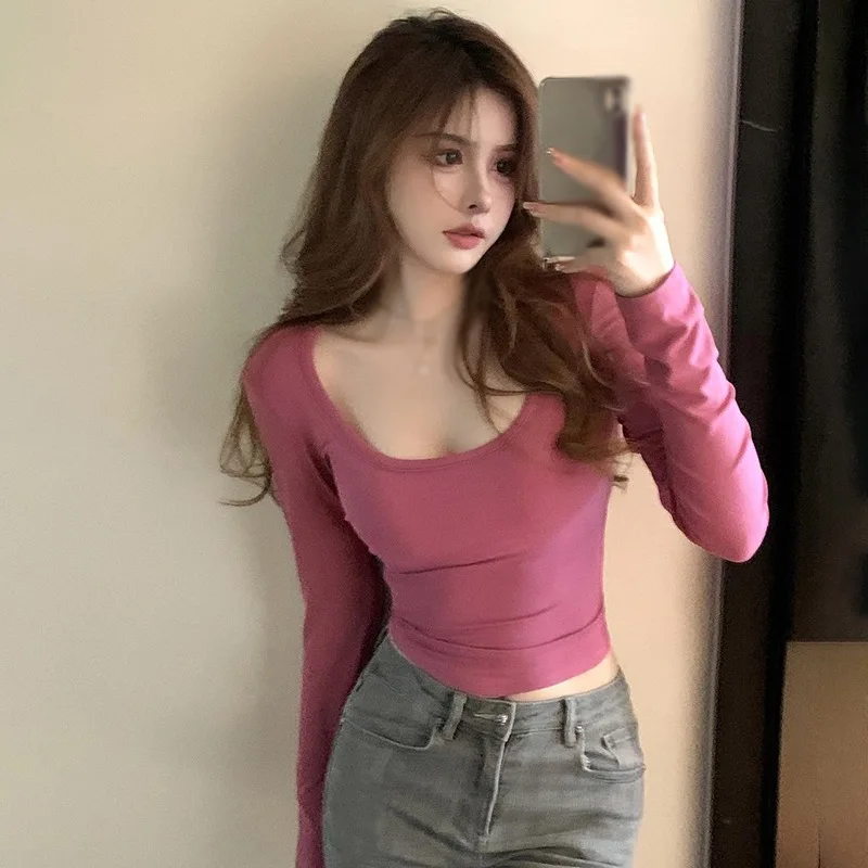 Women\'s Top Base Layer Shirts Casual T-Shirt Long Sleeves U-Neck Top