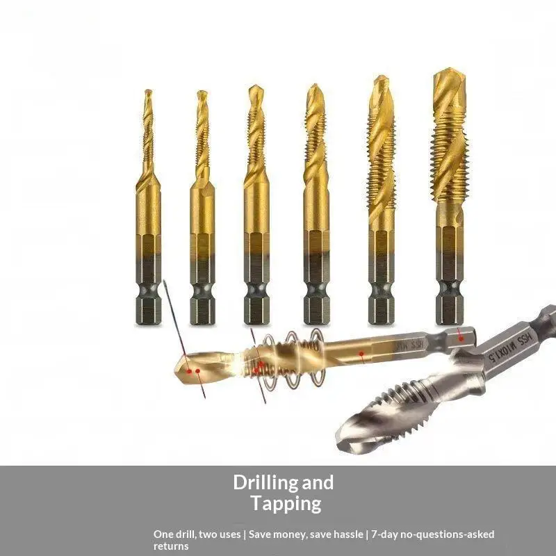 Bearing Steel 2 in 1 Tap Drill Bit Set Titanium Coated Durable Drilling Tapping Tool for DIY Enthusiasts Home Repair