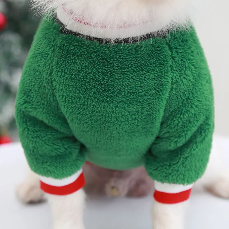 Sweat à capuche de Noël en velours pour animaux de compagnie, vêtements à deux jambes, fournitures pour petits chiens, sorties pour chiens et chats