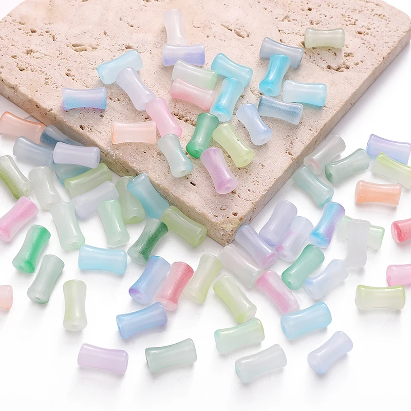 20/50 قطعة التدرج اللون الزجاج الخيزران شكل مشترك الخرز أنبوب الخيزران فضفاض الخرز لصنع المجوهرات سوار Charm بها بنفسك إكسسوارات