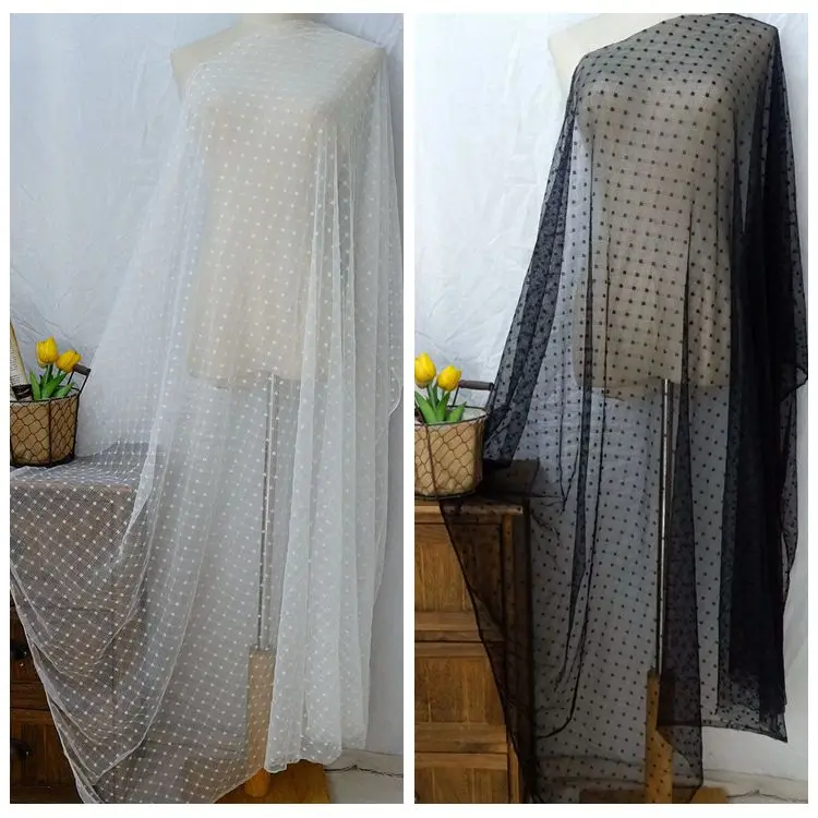 High Quality Geometric Elasticity, Thin and Soft Lace Fabric for Wedding Dresses, DIY Headscarves, Skirts, Home Wear Materials
