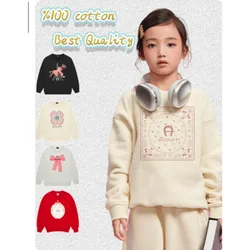 Sweatshirts Winter Children's Clothes Cute Bow Printed Pullover Autumn Children's Long Sleeve Baby Girl Sweater Holiday Gifts