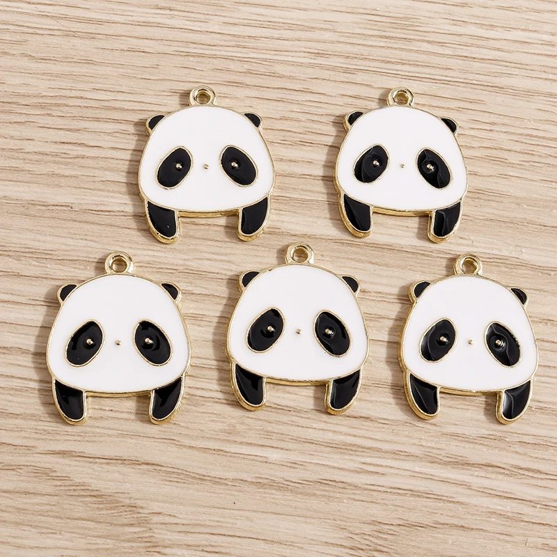 10 Stück gemischte Cartoon-Tieranhänger aus Emaille, Panda-Bambus-Anhänger für Schmuckherstellung, Ohrringe, Anhänger, Halsketten, DIY-Bastelzubehör – Detail 8