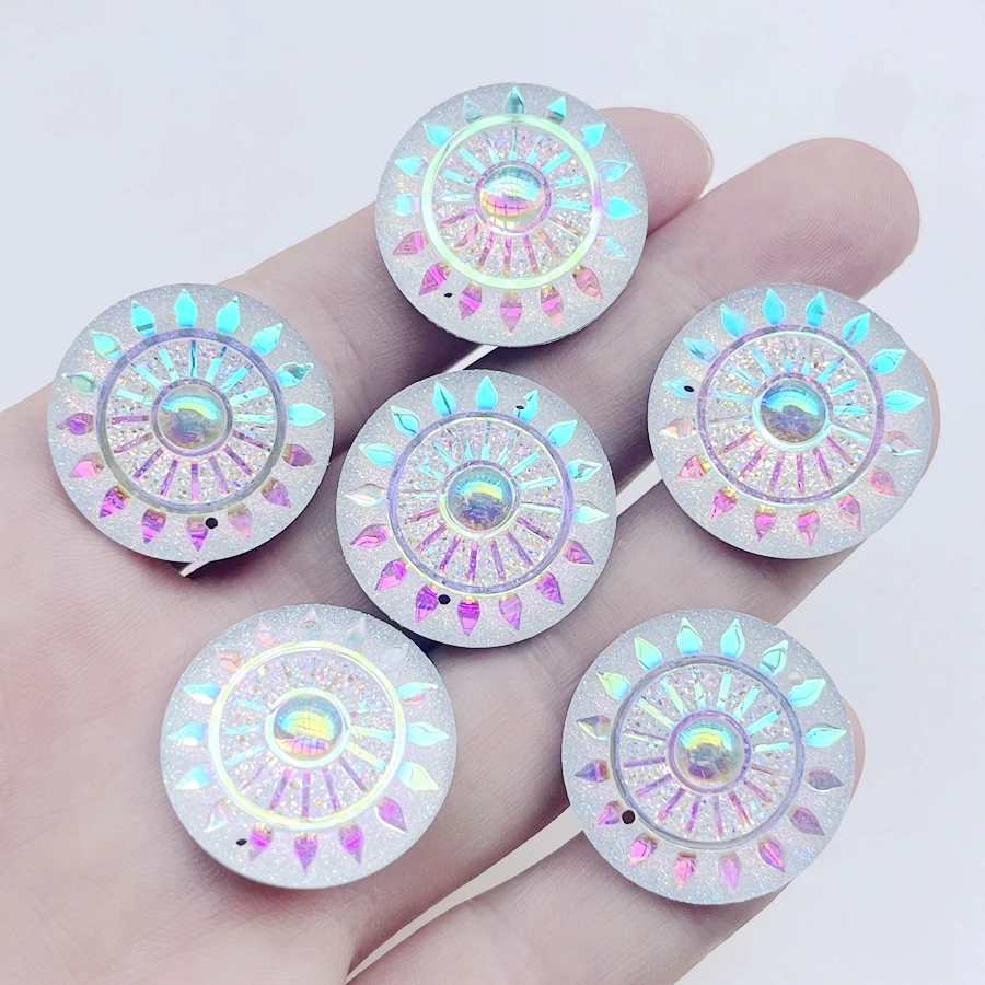 25mm round 20*50mm horseeye Sun Totem  AB Color resin sewing Rhinestone wedding Decoration Jewelry Earrings decoration Flat back