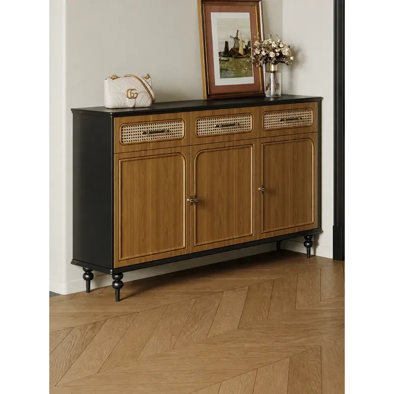 Rattan Shoe Cabinet Solid Wood Large Capacity Entrance Storage Cabinet for Home Doorway Organization 2026 New Arrival