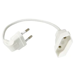 1PCS EU Power Adapter Cord,90 Degree Angled European Round 2Pin Male to Female Plug Power Cable For UPS PDU 0.3M