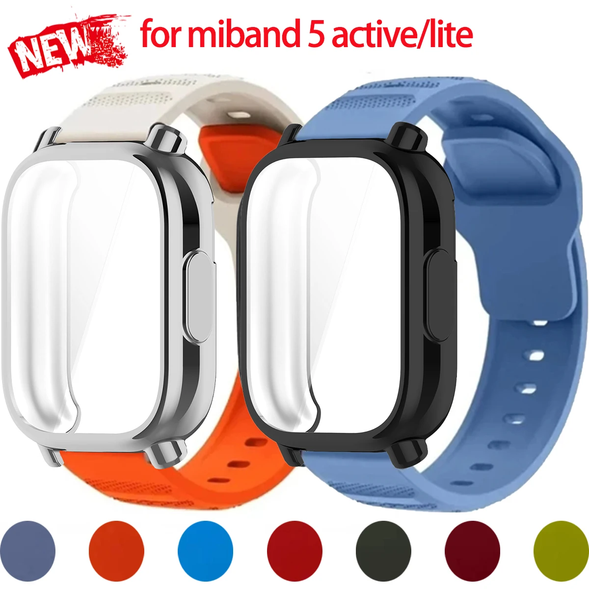 【セール中】Xiaomi Redmi Watch 5 active/5 Lite用 プロテクターケース+シリコンストラップ フルカバー画面TPUソフトシェルと通気性スポーツバンド