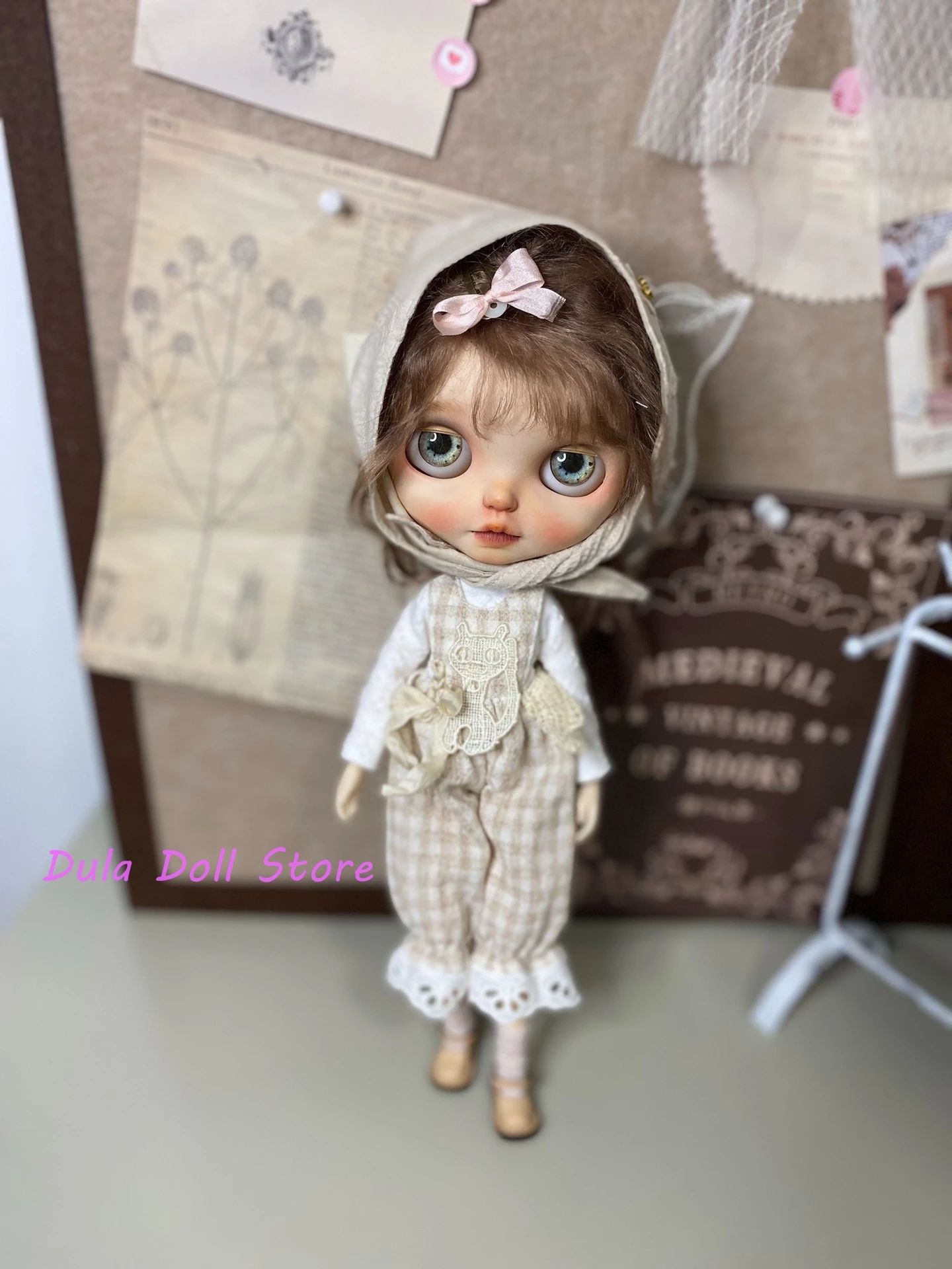 

Dula Doll Clothes Handmade Cat overalls for Blythe Landoudou Landazz Qbaby ob24 ob22 Azone Doll