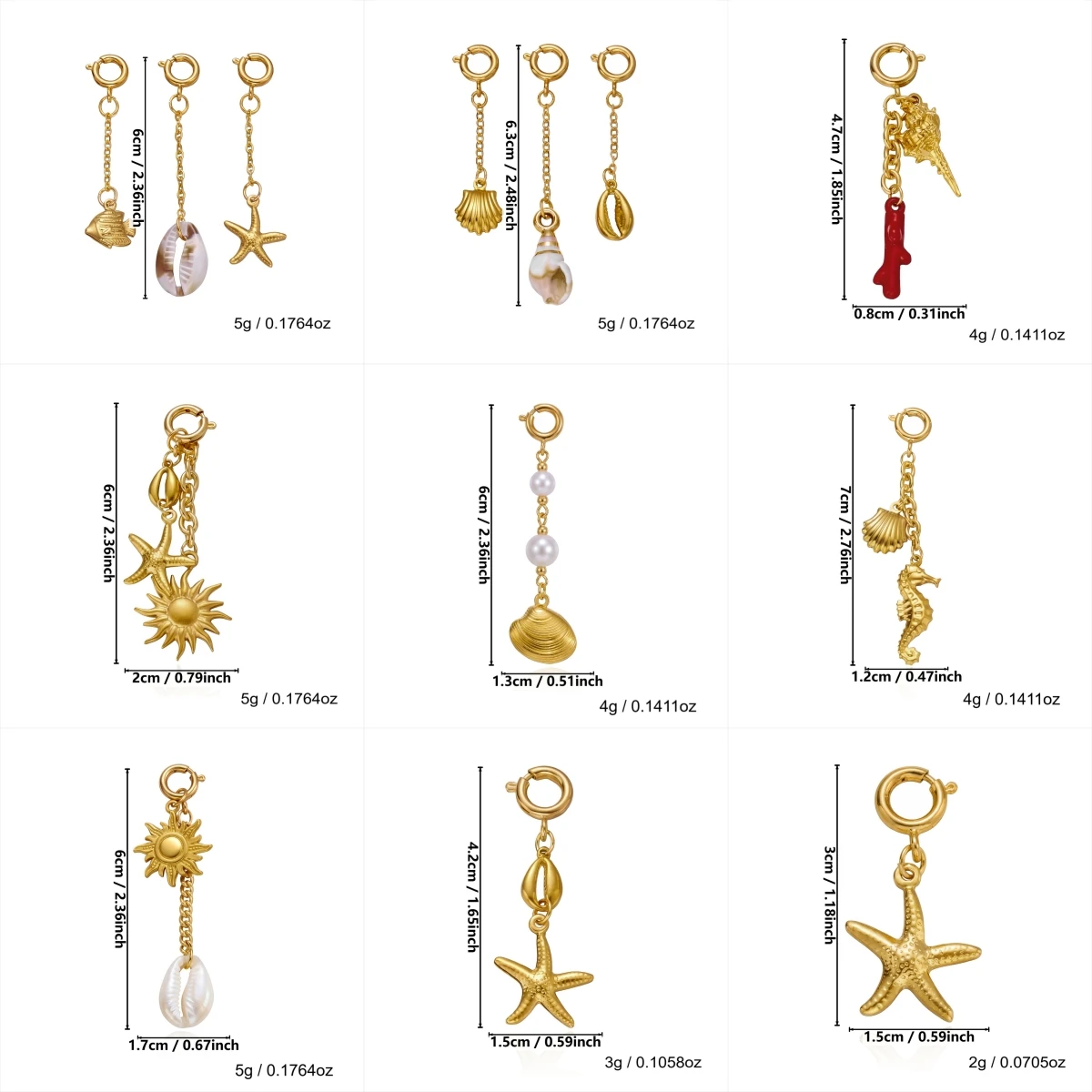 Gmai Edelstahl Muschel Seestern Bikini-Anhänger Wasserdichte Clips für Damen Boho Badeanzug-Anhänger Party Körperschmuck – Detail 15