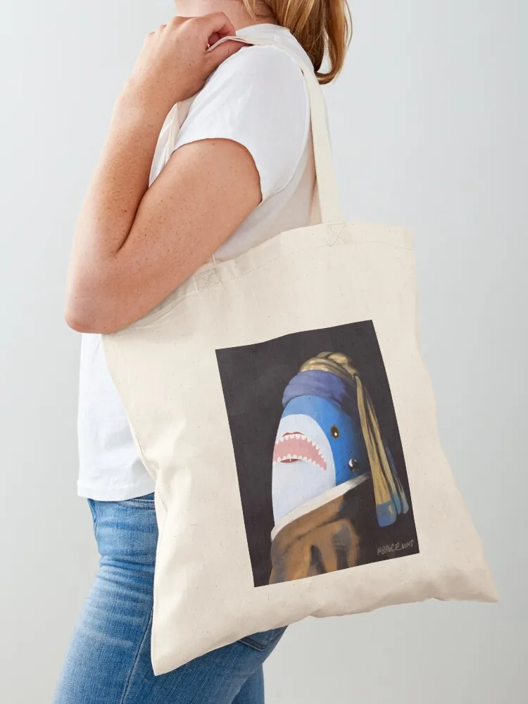 

Сумка-шоппер Blahaj с жемчужной подвеской, бесплатная доставка, сумки для покупок, сумки для университета