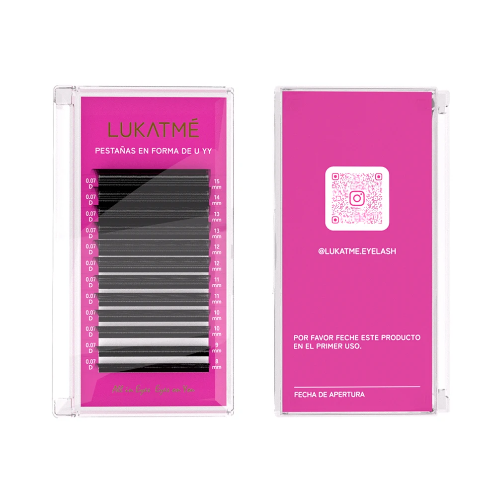 LUKATME U Shape YY Eyelash Extensions 0.07mm Premium Soft PBT 8-15mm False Lash Extension Practice Supplies UU Lashes