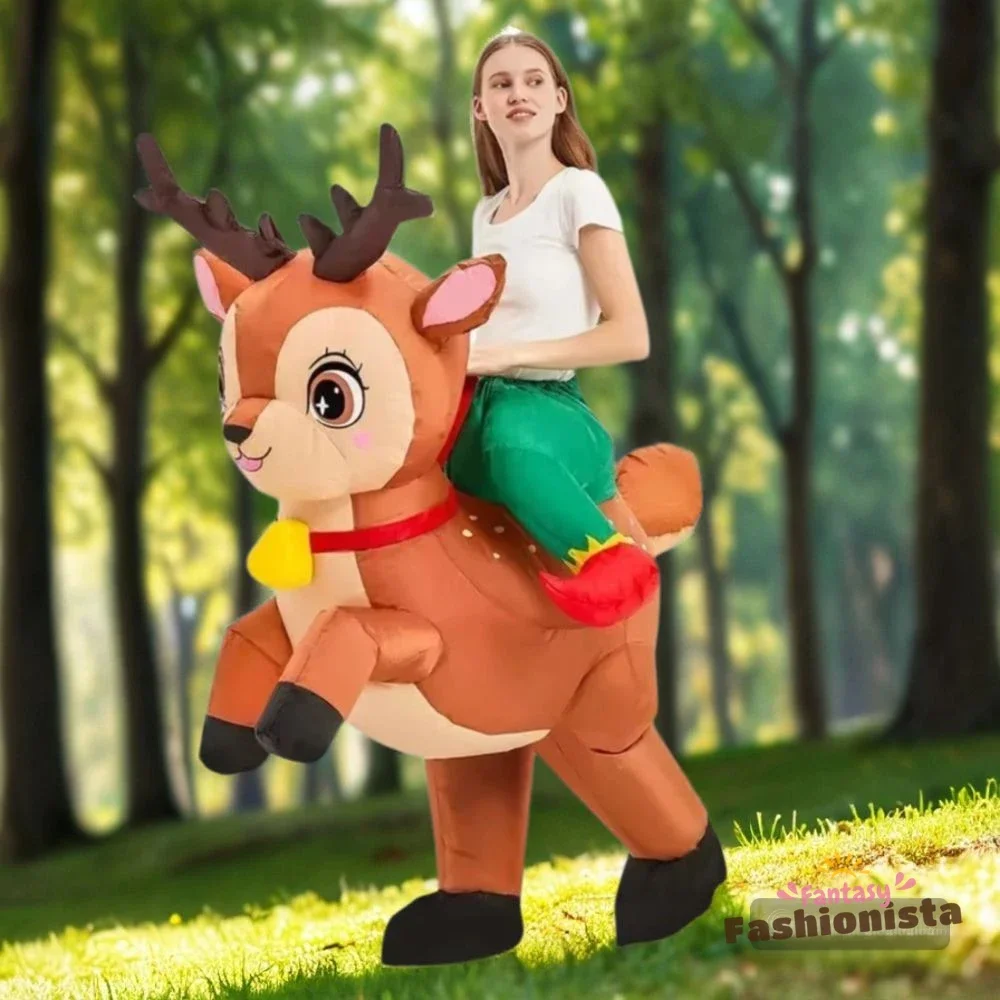 Christmas New Year Party Atmosphere Props Inflatable Costume Adult Role Playing Cartoon Mascot Cute Inflatable Reindeer Costume