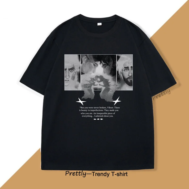 

Футболка Arcane Jayvik Viktor для мужчин и женщин, хлопковая футболка с короткими рукавами в стиле Харадзюку, футболка с принтом аниме, мужская дизайнерская одежда, футболка