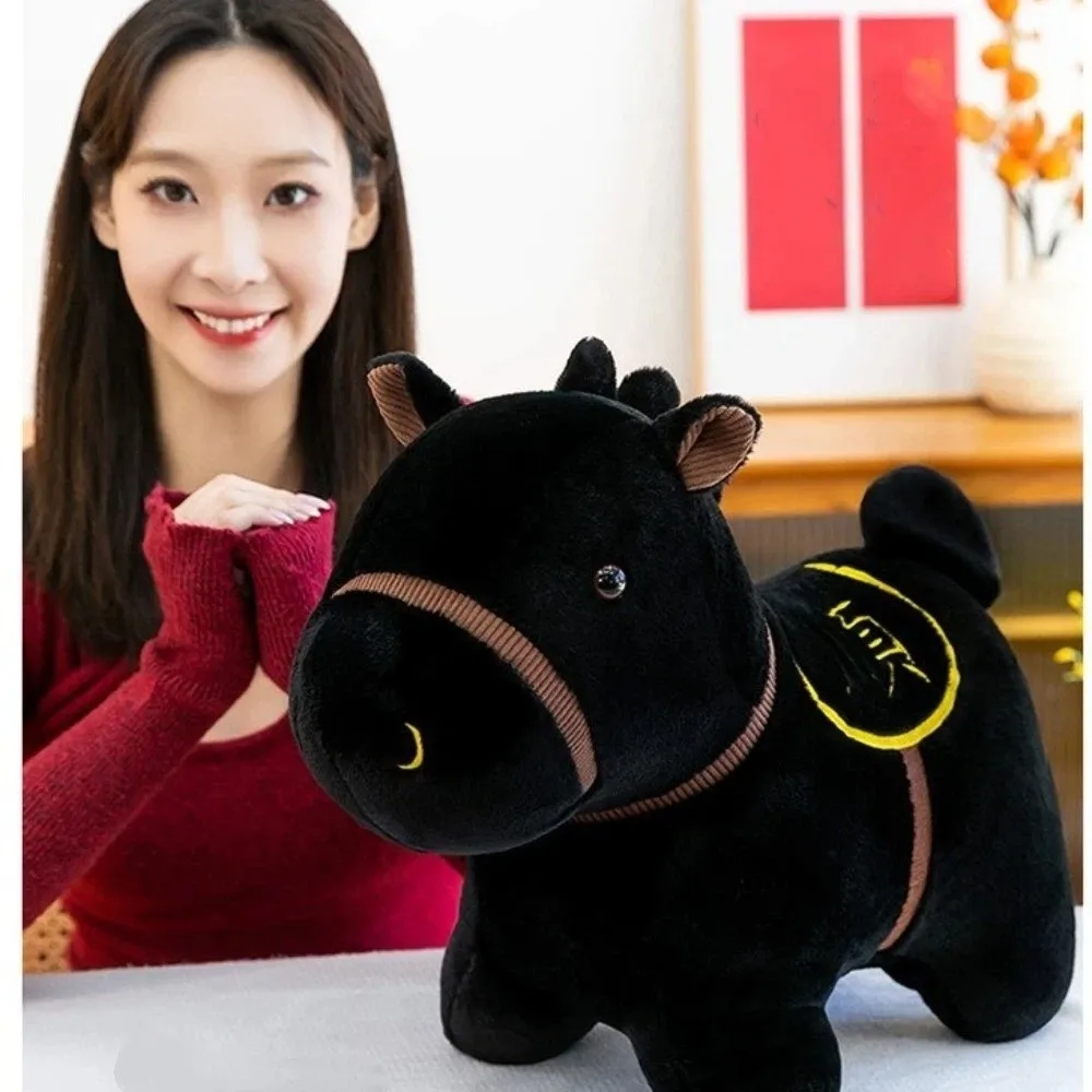 

Chinese Style 25/30cm Horse Soft Blessing Stuffed Animal Velvet Zodiac Horse Simulated Horse Home Decoration