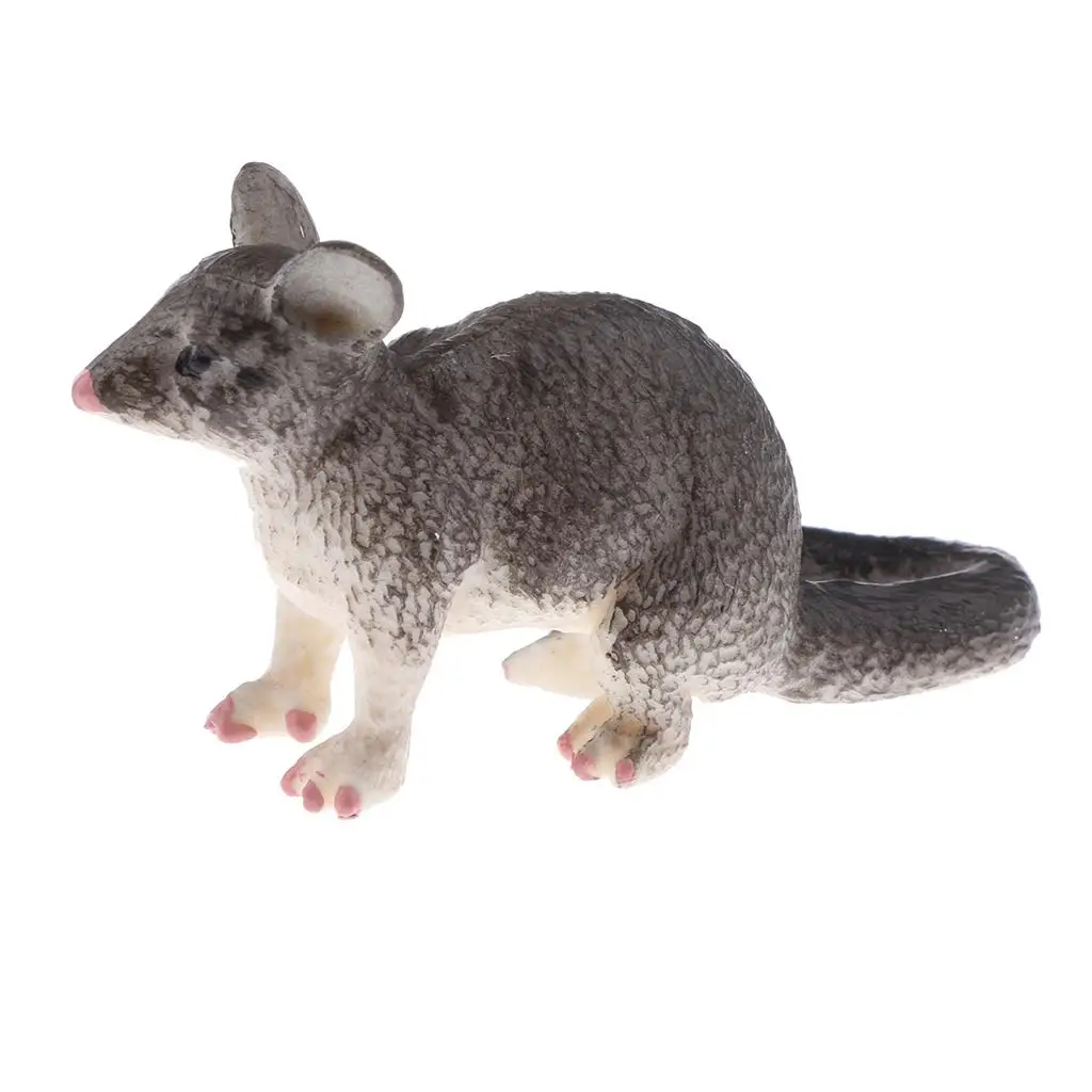 2x Simulação Opossum – Modelo de estatueta de brinquedo pintado à mão – e materiais – para idades de 3 anos ou mais