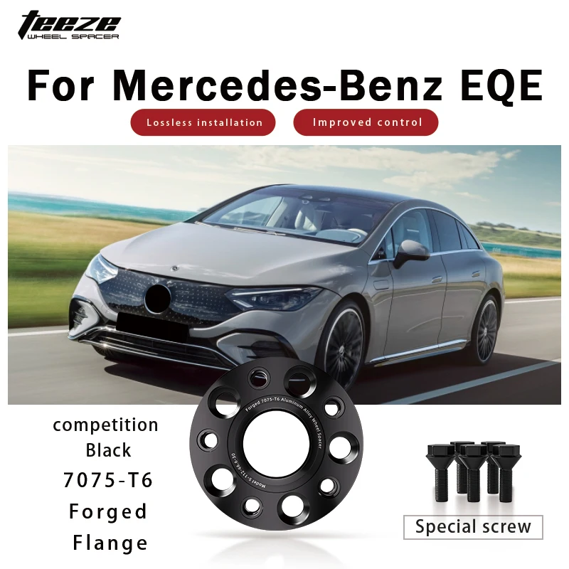 

5x112 66.6 Hub Centric Black Forged wheel spacer T6-7075 For Mercedes Benz EQE/EQE SUV15/20/25/30/35mm With Extended Wheel Bolts