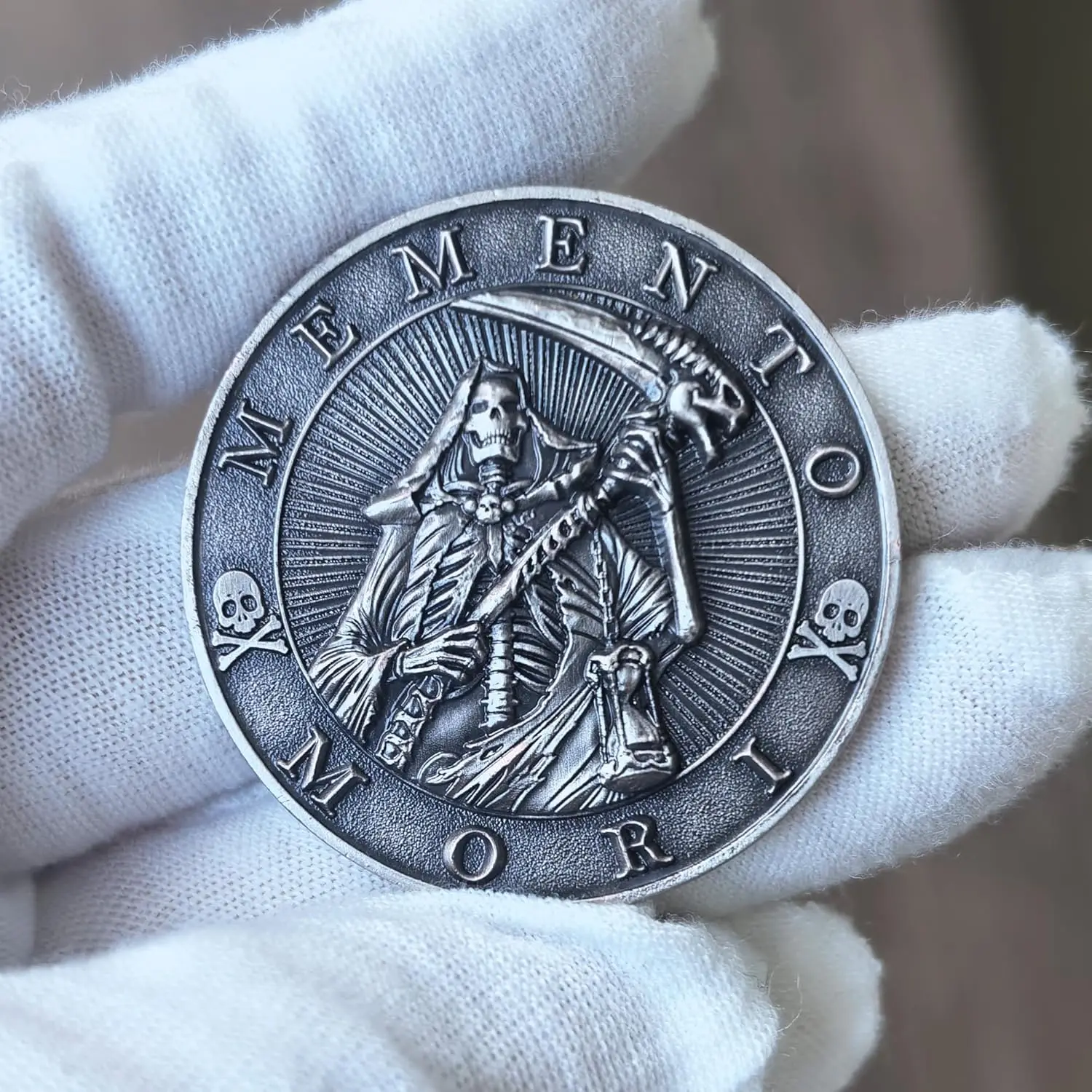 عملة Carpe Diem & Memento Mori Challenge - رمز سبائك الزنك مقاس 1.57 بوصة لليقظة الذهنية وانعكاس الحياة والدافع