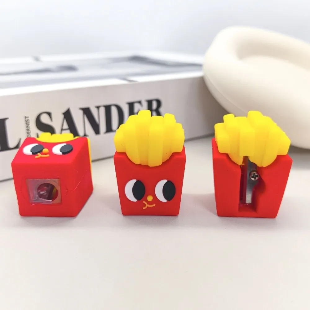 Portable Cartoon Pencil Sharpener Stationery Creative French Fries Sharpener Student Supplies Student Sharpener Classroom Prize