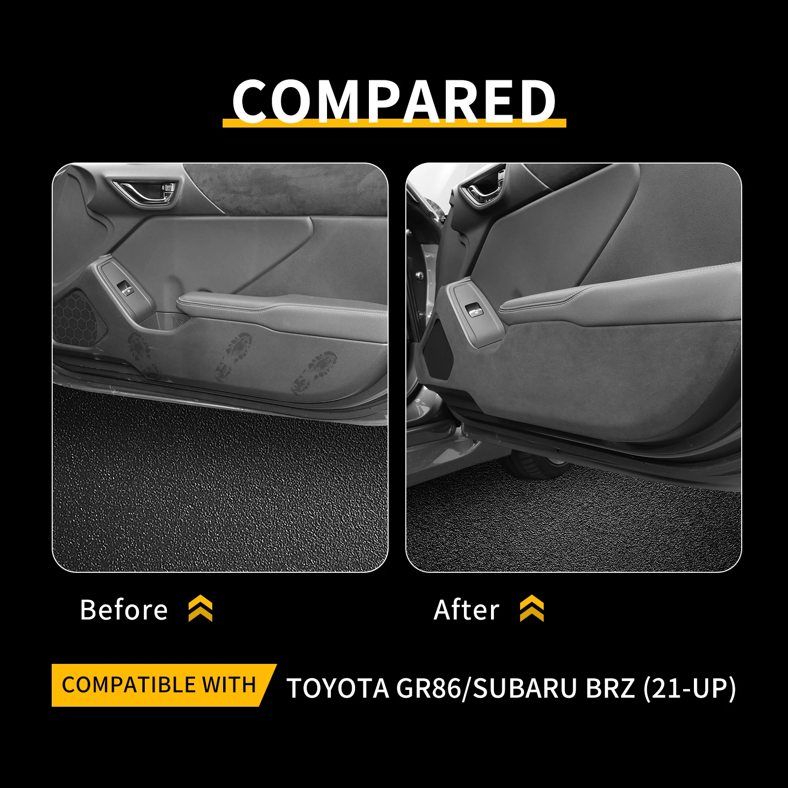 Sticker For Subaru BRZ Toyota GR86 2021 2022 2023 2024 2025 Anti-kick Pad Suede Leather Carbon Edge Pad Accessories Door Protect